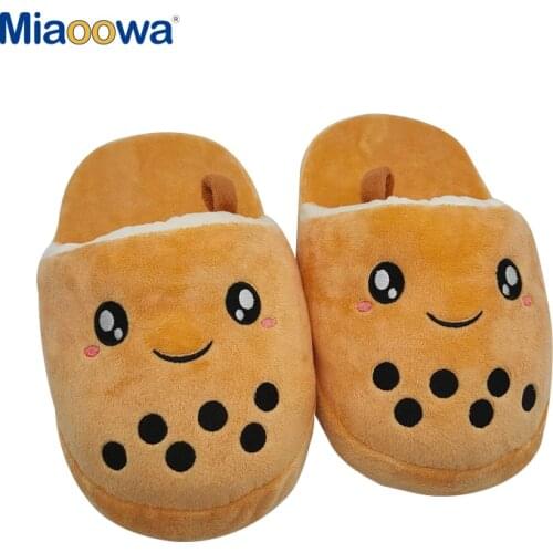 Cute Boba Pillow Bubble Tea Plush Slippers Stuffed Body Cup Shaped Shoes Super Soft Realistic Lifelike Plush Food Adult Slippers