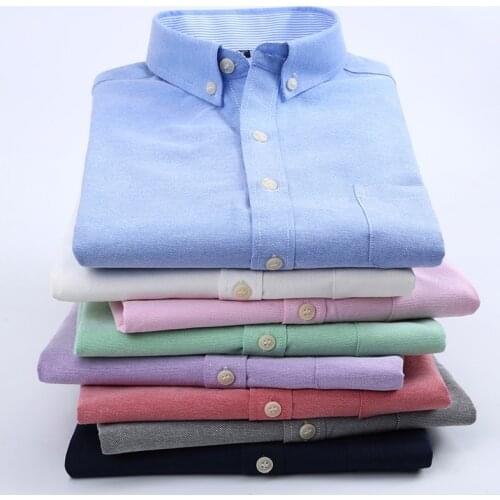 2021 Summer New Men Solid Oxford Short Sleeve Shirts Cotton Quality Male Business Casual Shirt Comfortable Mens Office Tops