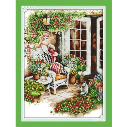 Joy Sunday custom pattern girl in front of the window cross stitch kit 14/11CT handmade crafts embroidery home decoration gift