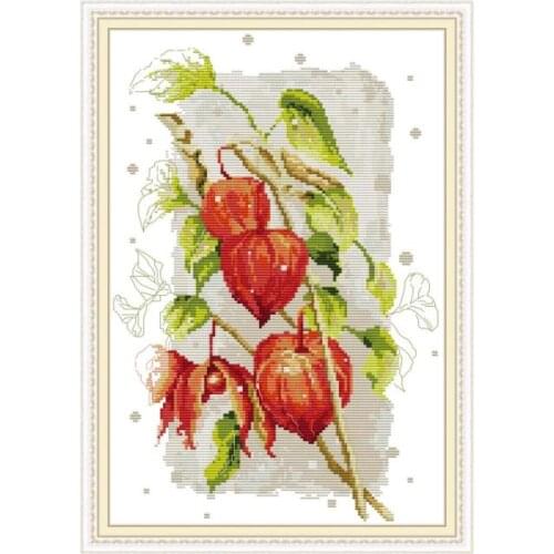 Cherry blossom cross stitch kit aida 14ct 11ct count printed canvas stitches embroidery DIY handmade needlework