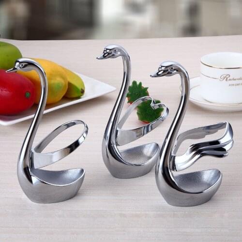 Zinc Alloy Swan Holder Fork SpoonTableware Set Stand Holder Dinnerware Sets Holder Wedding Party Decoration Drop Shipping