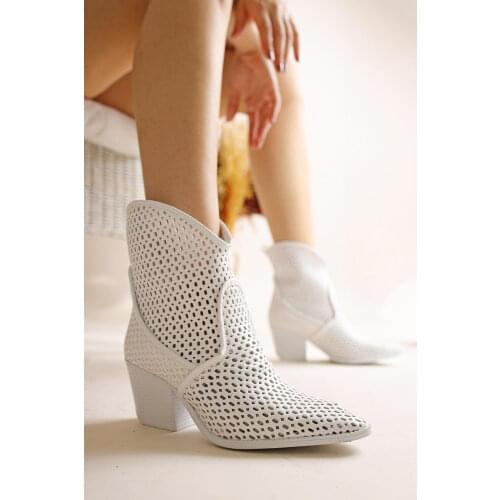 Genuine Leather Laser Western Summery Boots Cowboy Cowgirl Summer Cutout Hole Shoes Spacious Comfortable Mould Sandals Half Boots