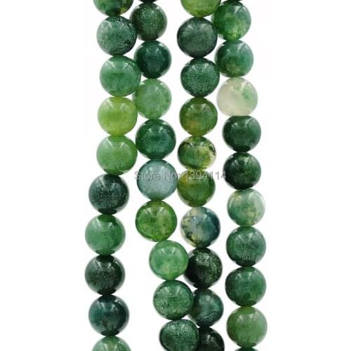 Natural Moss Agat e Round Beads Strand For Making Bracelets Or Necklaces Jewelry Approx 16 inches
