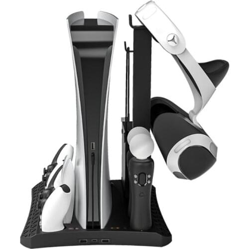 For PS5 Host Multi-function Cooling Storage Bracket For PS5 Handle Dual Charger Base/VR Handle Charger With Earphone 2021
