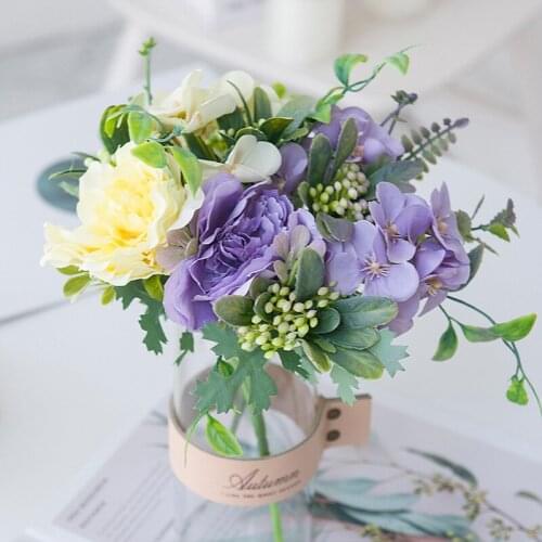 Peony combination wedding simulation bouquet artificial handmade flower plant silk flower flower arrangement decoration