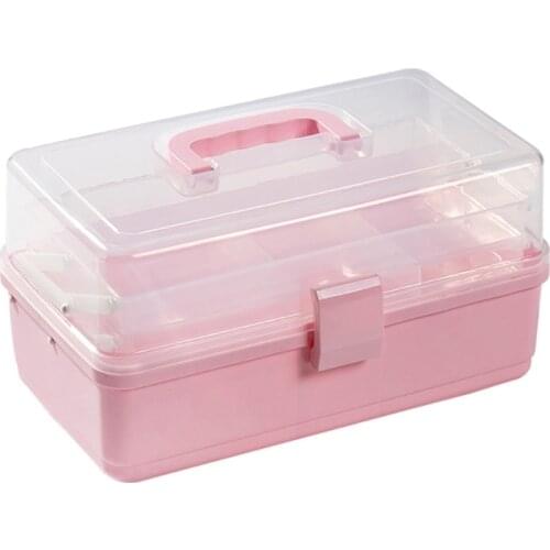 M89F Plastic Pill Box Oversize 3-Tier Family Emergency Kit Storage Organizer Multi-Functional with Handle