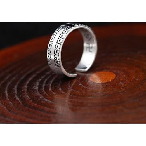 S925 Sterling Silver Jewelery Retro Thai Silver Fashion Ring Open Ended Men And Women