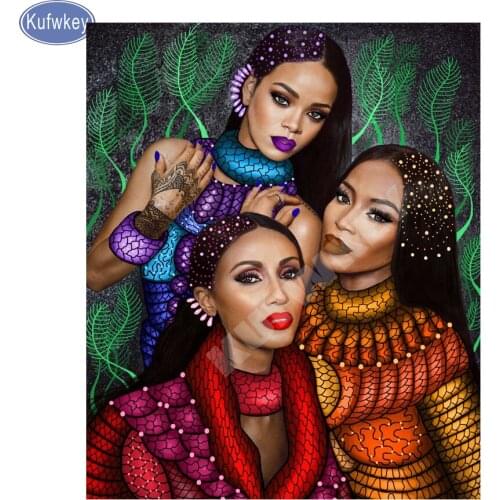 DIY Diamond Embroidery sister Pretty Africa Woman 5d Diamond Painting Cross Stitch Full square Mosaic Portrait home Decoration