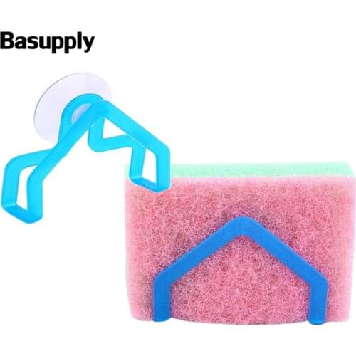 Basupply 5Pcs/lot Sponge Sucker Drain Rack Kitchen Suction Wall Rack Storage Rack Sink Brush Holder Kitchen Bathroom Sink Rack