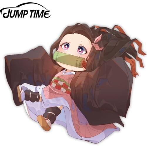 Jump Time 13 x 11.5cm Car Decor Nezuko Cartoon Avatar Car Stickers Wiper Refrigerator Peeker Waterproof 3D Vinyl Decoration