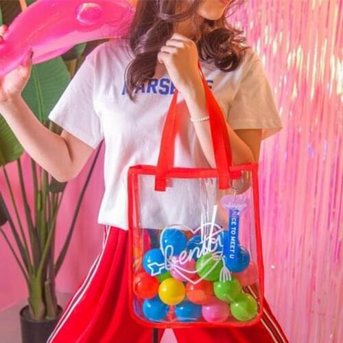 High quality Brand Summer Women Shoulder Bag Casual PVC Open Shopper Bag Fashion Cartoon Print Lucency Beach Handbag Feminina