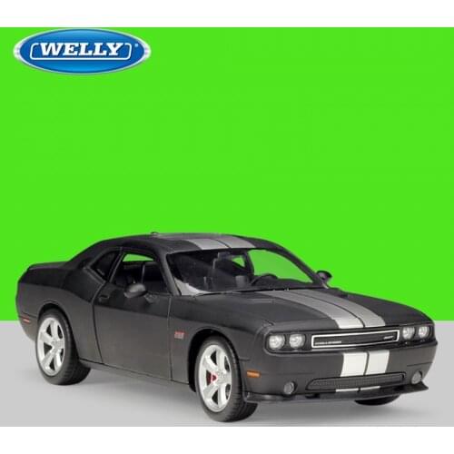 Welly 1:24 Diecast 2012 Challenger SRT Black Sport Cars High Simulation Vehicle Alloy Metal Model Car