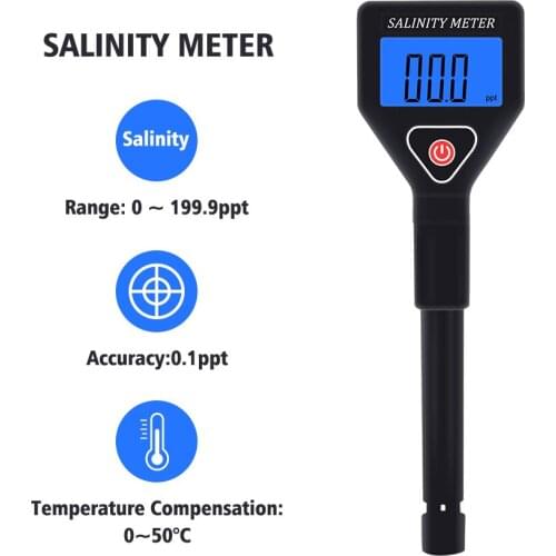 Yieryi Mini 98305 Salinity Meter Digital Water Quality Monitor Tester Multi-Function Swimming Pool Home Food Test Pen 0~199.9ppt