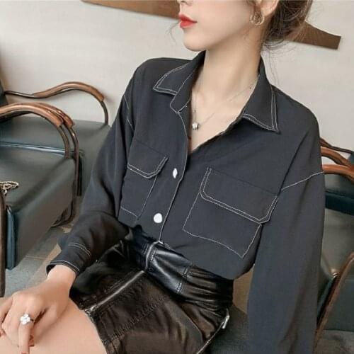 2021 Spring Safari Style Full Sleeve Women Shirt Blouse Solid Color Plus Size Ladies Long Shirt Turn Down Collar Female Clothing