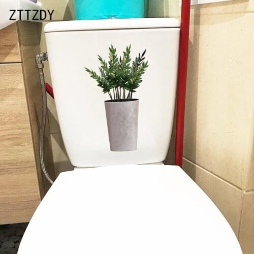 ZTTZDY 15×24.9CM Potted Plants Home Wall Decor Accessories Fashion Bathroom Toilet Stickers T6-0233