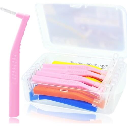 0.6-1.5mm L shape Interdental brush with box orthodontic dental tool teeth cleaning toothpick oral hygiene dental flosser
