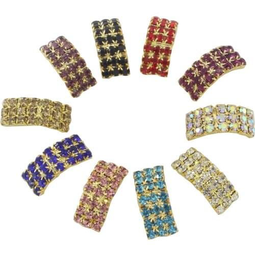 10pcs 20x9mm Mixed Arched Rhinestone Buckles Wedding Ribbon Slider Diamond Buttons Shinny Gold Plated DIY Hair Accessories