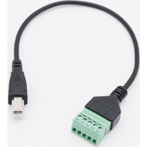 10pcs USB 2.0 B Male to 5 Pin Screw Connector with Shield Solderless Terminal Plug Adapter Cable Cord 30cm/1ft
