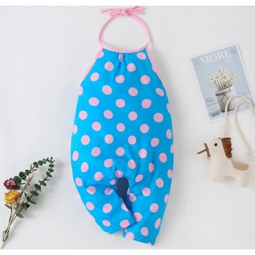 2020 Cute Strap Girls Kids Romper Summer Cotton Jumpsuits Suspender Trousers Baby Girls Clothes Cool Dot Print Infant Rompers