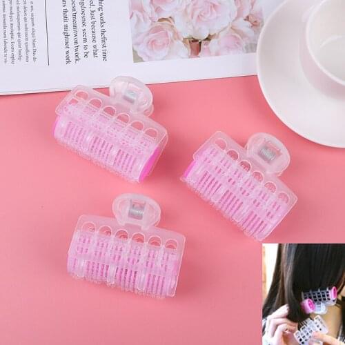 5.5*2.5*6.5cm 3PCS Plastic Self Grip Hair Rollers Clips Cling DIY Pink Hair Curlers Styling Tool Salon Hairdressing Maker