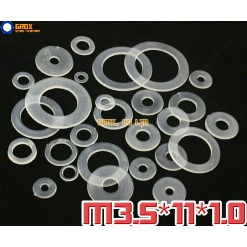 500 Pieces M3.5 x 11 x 1.0mm Soft Nylon Flat Washer Insulation Washer