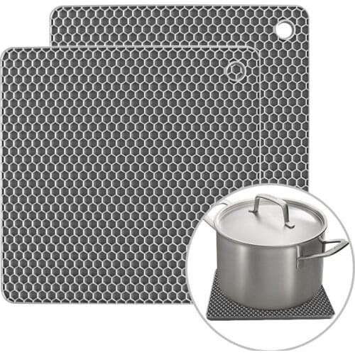 7.2" Square Candy Color Waterproof Silicone Pot Holder Non-Slip Heat Resistant Hot Pads Mat Cup Coaster Cushion Kitchen Placemat