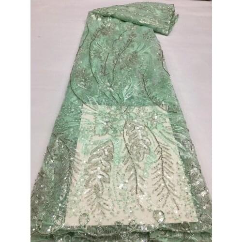 African Lace Fabric L-688684 High Quality Lace Sequins and beads French Net Lace Tulle Mesh Fabrics Lace Wedding