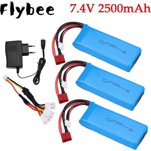 7.4V battery For Wltoys 144001 car 2s 2500mah lipo battery T Plug for Wltoys 104001 12423 12428 124019 124018 RC car battery