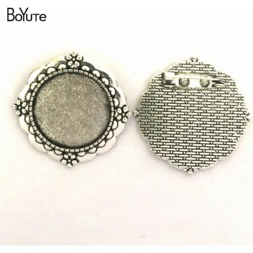 BoYuTe (20 Pieces/Lot) 25MM Inner Size 3 Colors Zinc Alloy Materials Brooch Base Cameo Cabochon Bezel Charms for Jewelry Making