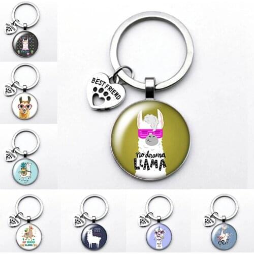 New Alpaca Wool No Problem Camel Glass Cabochon Keychain Car Keychain Charm MenS Keychain Ladies Gift