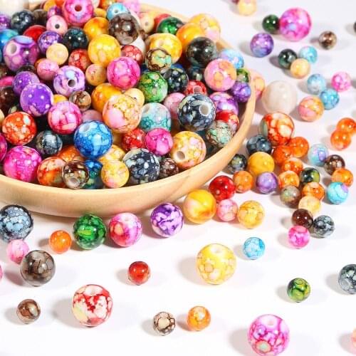 New Glass Beads Round Loose Spaced Beads DIY Bracelet Earrings Charms Necklace Beads For Jewelry Making