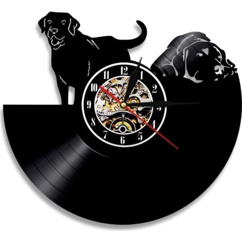 Labrador Dog 3D Wall Clock Vinyl Record Wall Watch Clock Dog Puppy Animal Timepiece Clock Home Decoration Wall Art