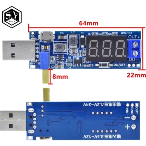 DC-DC 5V to 3.5V / 12V USB Step UP / Down Power Supply Module Adjustable Boost Buck Converter Out DC 1.2V-24V