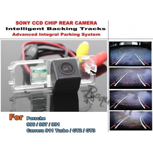 For Porsche 996 / 997 / 991 Carrera 911 Turbo GT2 GT3 Smart Tracks Chip HD CCD Dynamic Tragectory Parking Car Rear View Camera