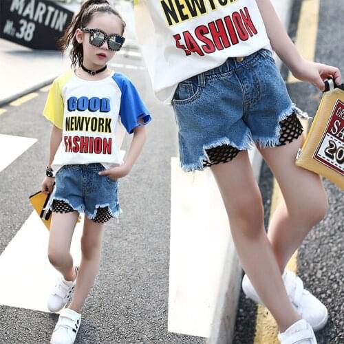 Jeans Shorts for Girls Summer Denim Pants for Kids Bottoms Children Short Trousers Infant Straight Pants Girls Hot Fishnet Pants