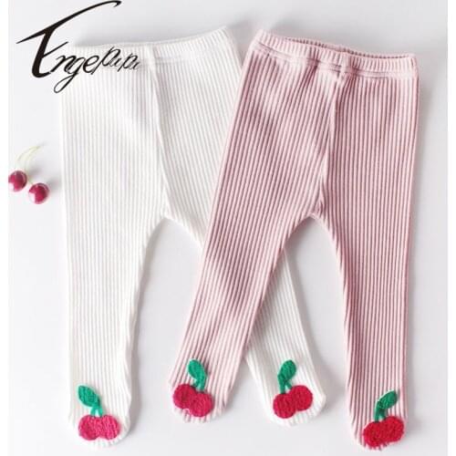 Engepapa Korean Style Lovely Cherry Leggings Toddler Baby Girls Pants Spring Autumn Infant Baby Girls Leggings