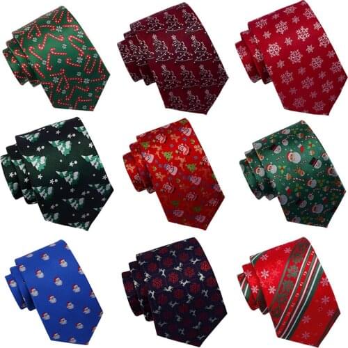 GUSLESON New Arrival Christmas Tie Silk Jacquard Weave Quality Ties Tree Snow Man Fetival Theme Necktie Suit for Men Gift