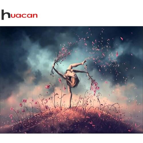 Huacan 5d Diamond Painting Woman Scenery Home Decor Mosaic Embroidery Dancer Flower Landscape Diamond Art