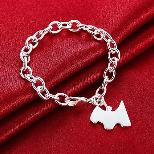 Classic Chain Bracelet 925 Sterling Silver Animal Dog Chain Bracelet Pendant Women Men Jewelry New 2019
