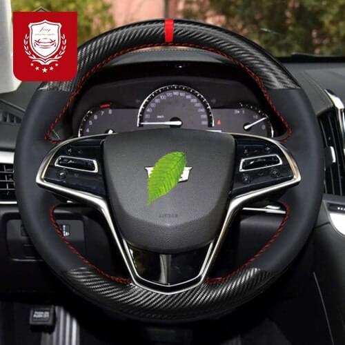DIY For Cadillac ATSL ATS SRX XTS CT6 XT5 XT6 XT4 Car Steering Wheel Cover Interior Accessories Carbon Fibre Leather Auto parts
