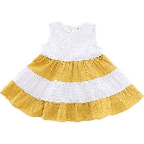 Summer Girls Sleeveless Stitching Contrast Dress Toddler Girl Dresses Kids Dresses for Girls Toddler Girl Summer Clothes