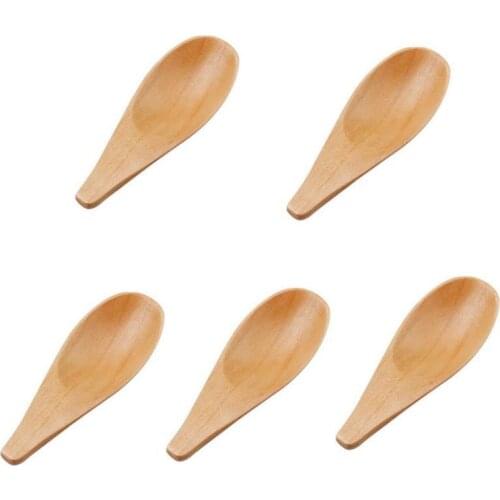5 Pieces Mini Wooden Spoon Condiments Spoon with Short Handle,for Coffee Loose Tea Leaves Milk Powder Spice Candy,Etc