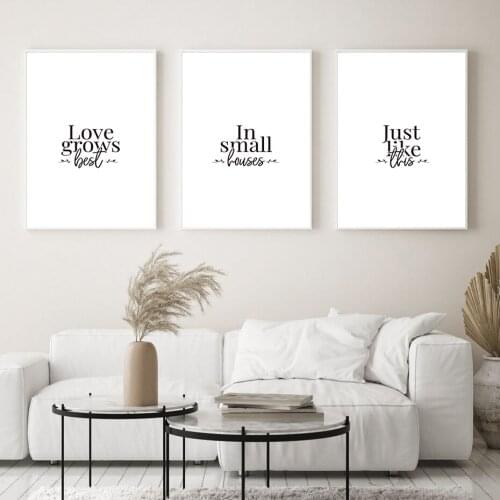 Love Grows Best In Small Houses Just Like This Quote Poster Lettering Wall Art Canvas Painting Minimalistic Print Home Decor