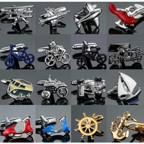As high quality mens Cufflinks brand new boat anchor racing bicycle aircraft Cufflinks mens Wedding Shirt badge pin gift