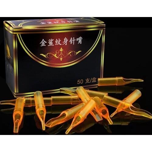 100pcs/set Gold Disposable Sterile Short Tattoo Tips Nozzle Supply Round Flat/Magnum Size 5/7/9/11/13/15FT 3/5/7/9/11/13/14RT
