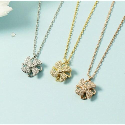 2021 Korea Revolve Windmill Pendant Necklace For Women Shiny Zirconia Chokers Silver Color Clavicle Chain New Necklace Jewelry