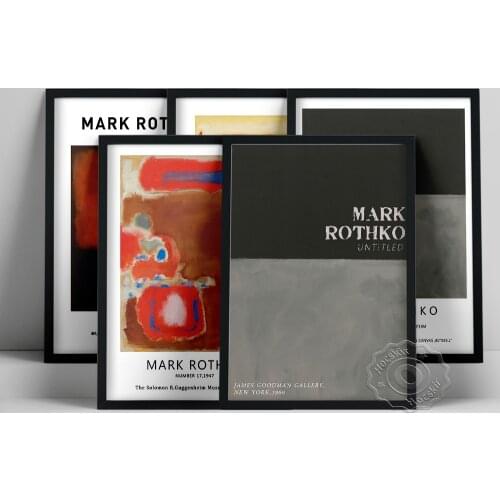 Mark Rothko Exhibition Poster, Violet Black Orange Yellow On White And Red Oil Painting, Rothko Abstract Expressionism Wall Art