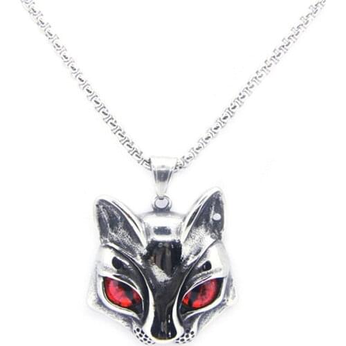 Rany&Roy 1pc Newest Red Stone Cute Cat Pendant 316L Stainless Steel Jewelry Fashion Band Party Animal Cat Pendant