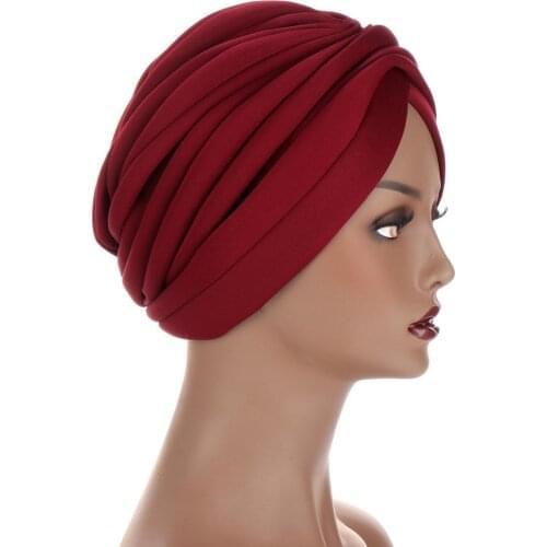 New Headwraps hats for women Solid Twist Ruffle Cotton Caps Chemo Beanies Turban Headwear Hats for Cancer