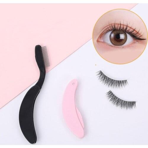 Foldable Mini Eyebrow Eyelash Comb with Metal Teeth Separator Mascara Brush Curl Extension Lashes Beauty Makeup Mascara Tool